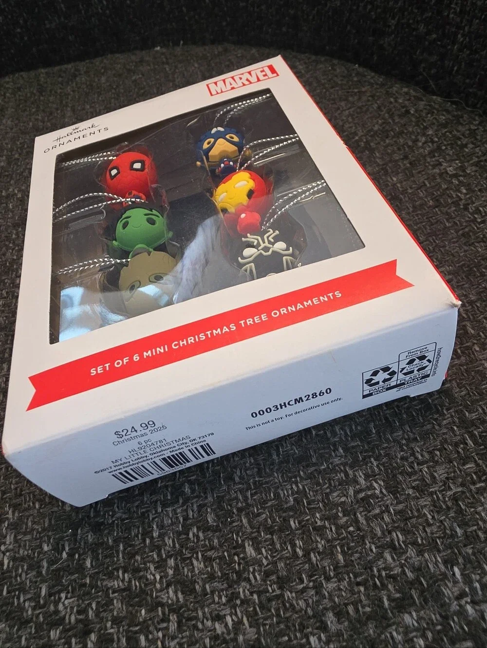 NIB Hallmark Ornaments Marvel Set Of 6 Mini Christmas Tree Ornaments